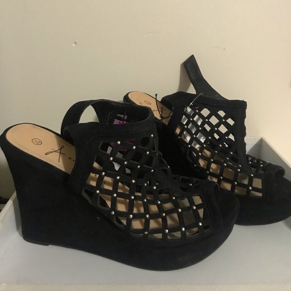 primark black wedges